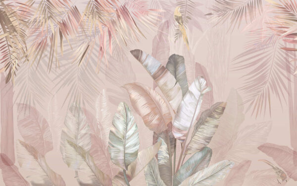 Tropical leaves in soft pastel hues Tropical leaves in soft pastel hues