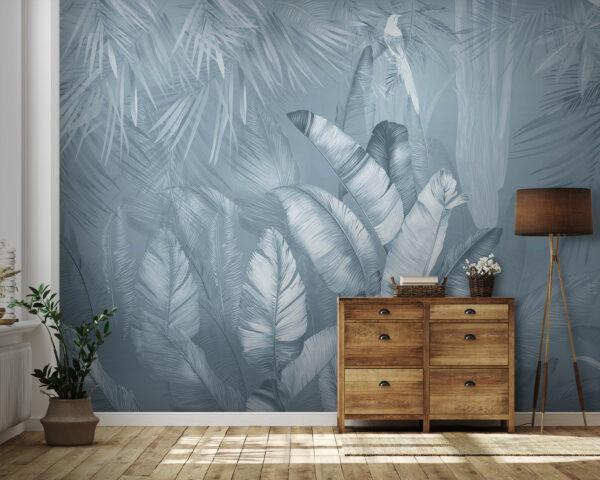 Feuillage de jungle serein dans des teintes douces. Feuillage de jungle serein dans des teintes douces.