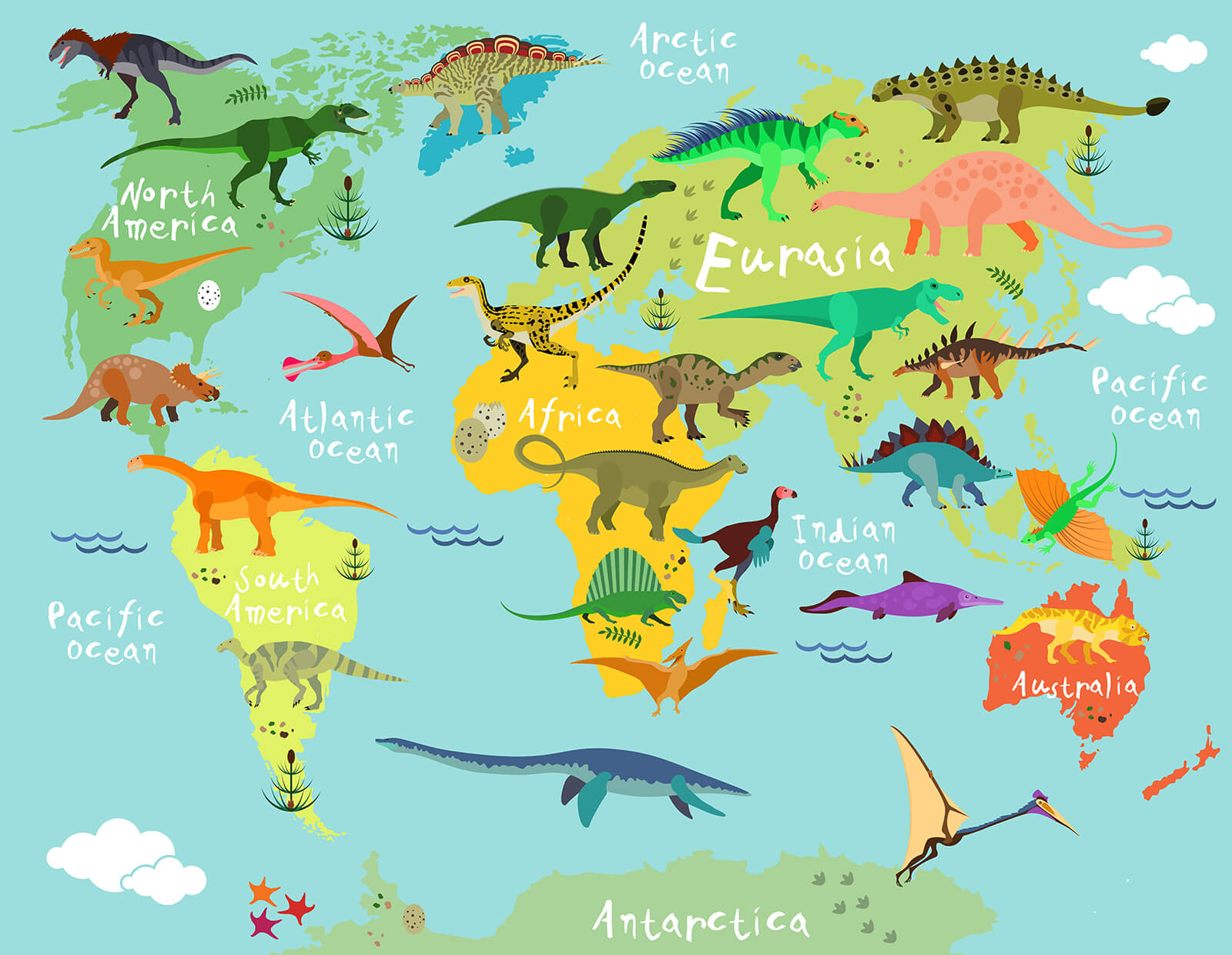 Carte des dinosaures avec texte en blanc u50382p - Carte des dinosaures avec texte en blanc - tegory