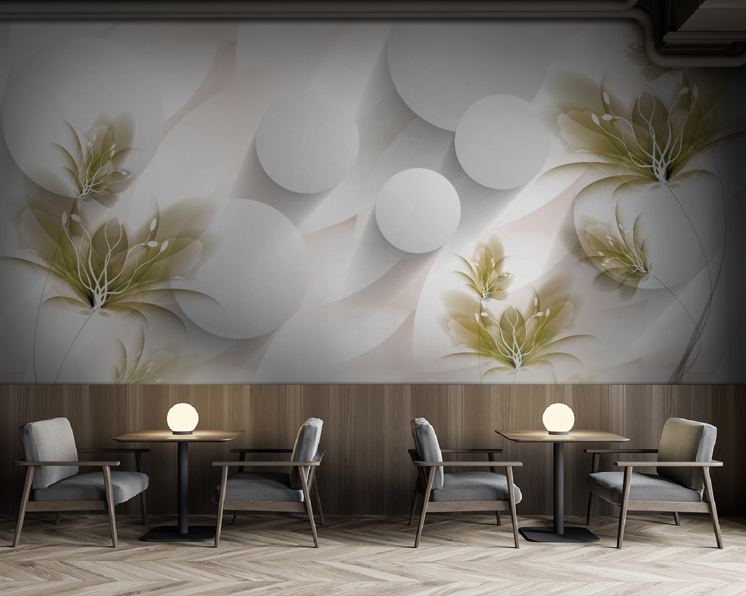 Motif floral blanc et vert u49957piz137m - Motif floral blanc et vert - tegory