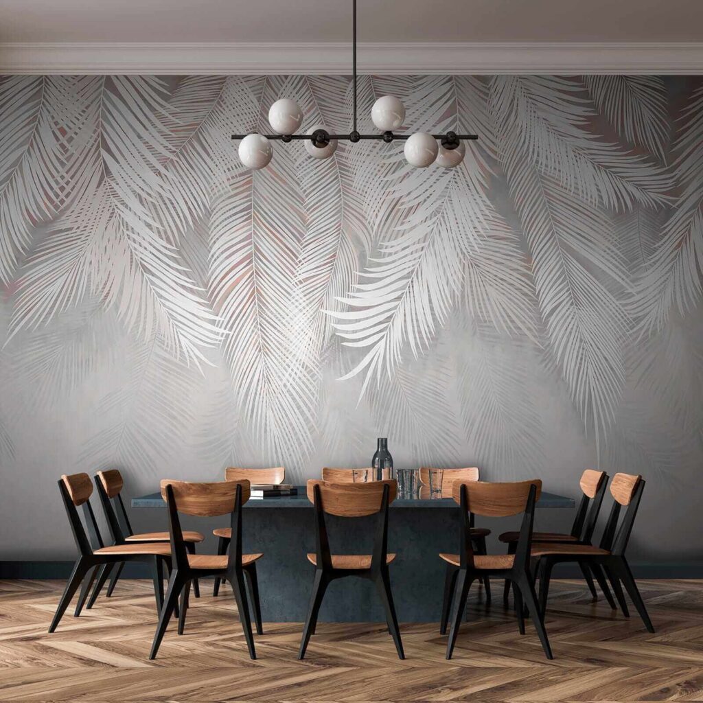 White leaves on a gray background