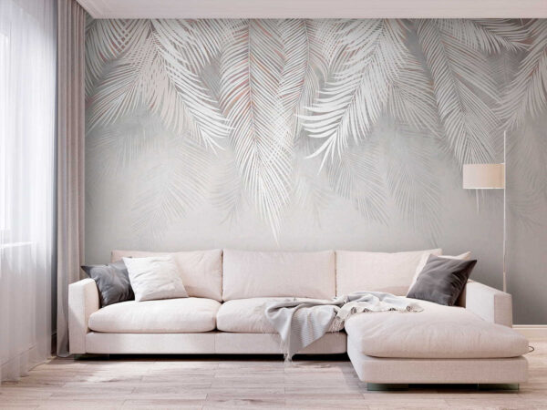 Feuilles blanches sur fond gris Feuilles blanches sur fond gris