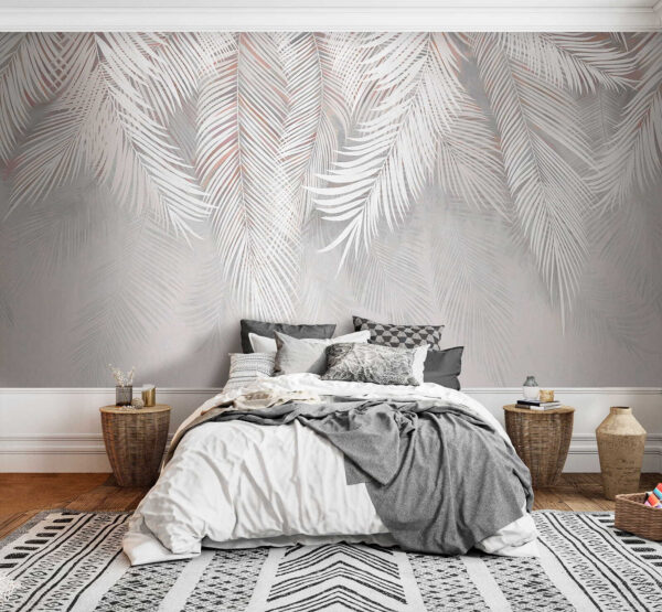 Feuilles blanches sur fond gris Feuilles blanches sur fond gris