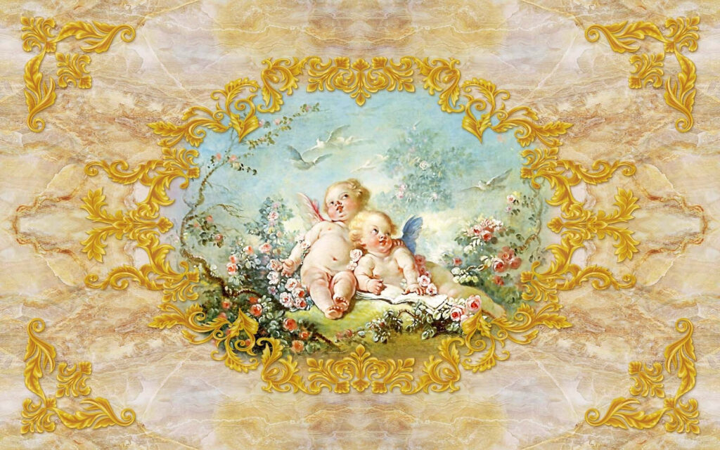 Peinture d'anges et de fleurs Peinture d'anges et de fleurs