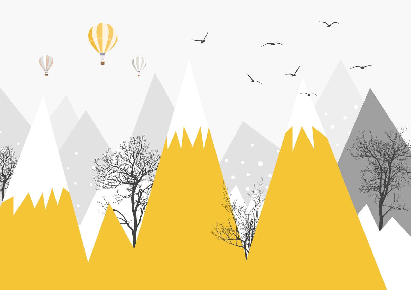 Montagnes jaunes avec arbres et oiseaux u47807p - Montagnes jaunes avec arbres et oiseaux - tegory