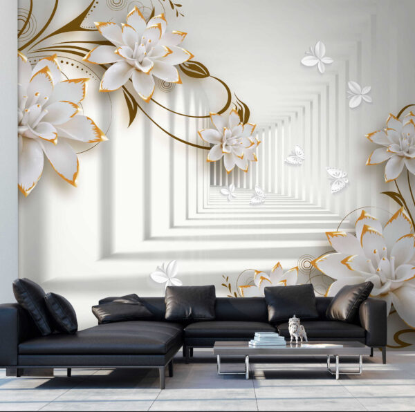 Fleurs blanches et orange sur fond blanc Fleurs blanches et orange sur fond blanc