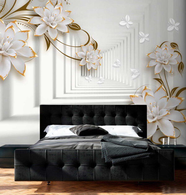 Fleurs blanches et orange sur fond blanc Fleurs blanches et orange sur fond blanc