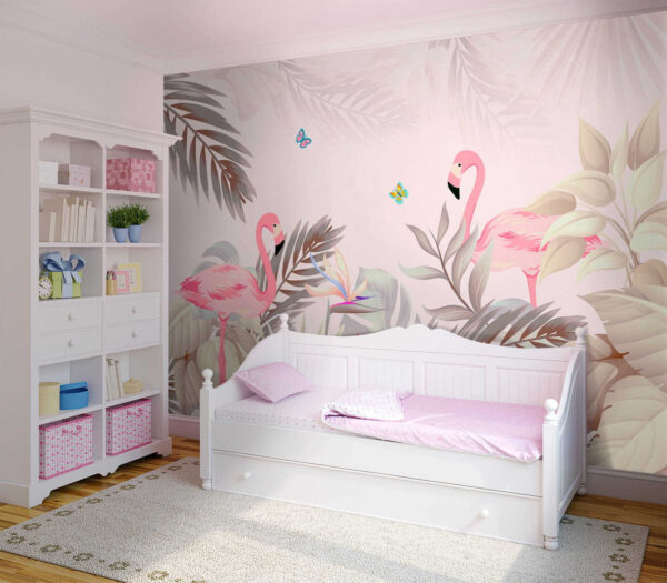 Flamants roses et fleurs Flamants roses et fleurs