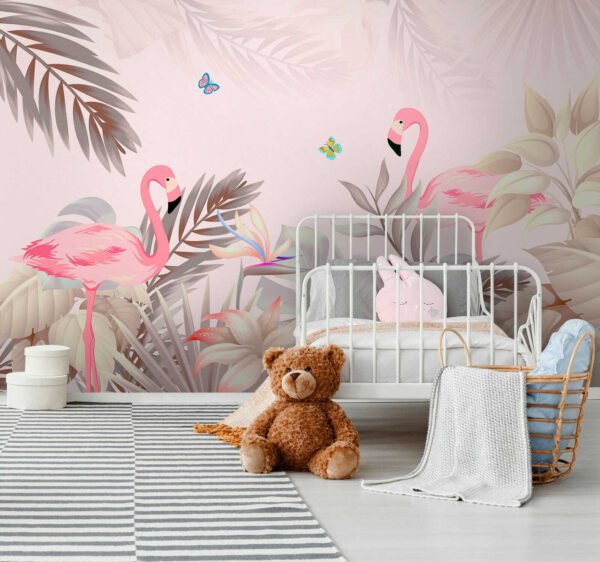 Flamants roses et fleurs Flamants roses et fleurs