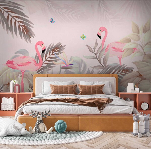 Flamants roses et fleurs Flamants roses et fleurs