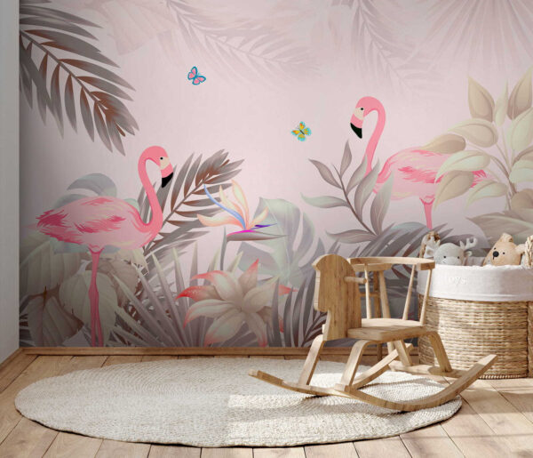 Flamants roses et fleurs Flamants roses et fleurs