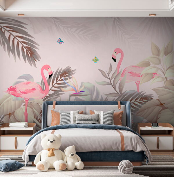Flamants roses et fleurs Flamants roses et fleurs