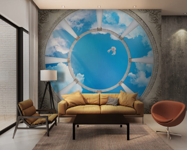 Plafond circulaire avec colonnes et oiseau volant dans le ciel u44916pig28 600x480 - Plafond circulaire avec colonnes et oiseau volant dans le ciel - tegory