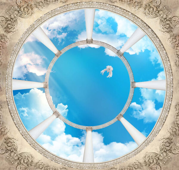 Plafond circulaire avec colonnes et oiseau volant dans le ciel u44916p 600x570 - Plafond circulaire avec colonnes et oiseau volant dans le ciel - tegory