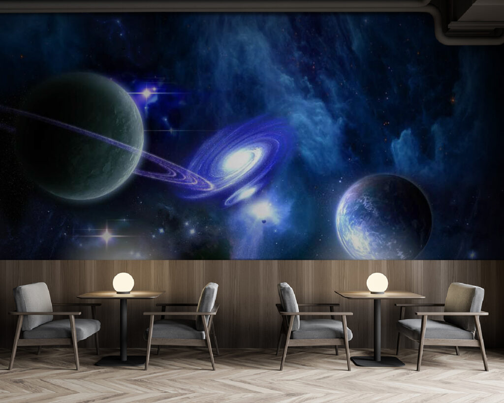 Planets in space with planets and stars Planets in space with planets and stars