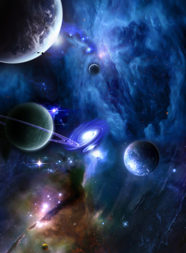 Les planètes dans l'espace avec les planètes et les étoiles Les planètes dans l'espace avec les planètes et les étoiles