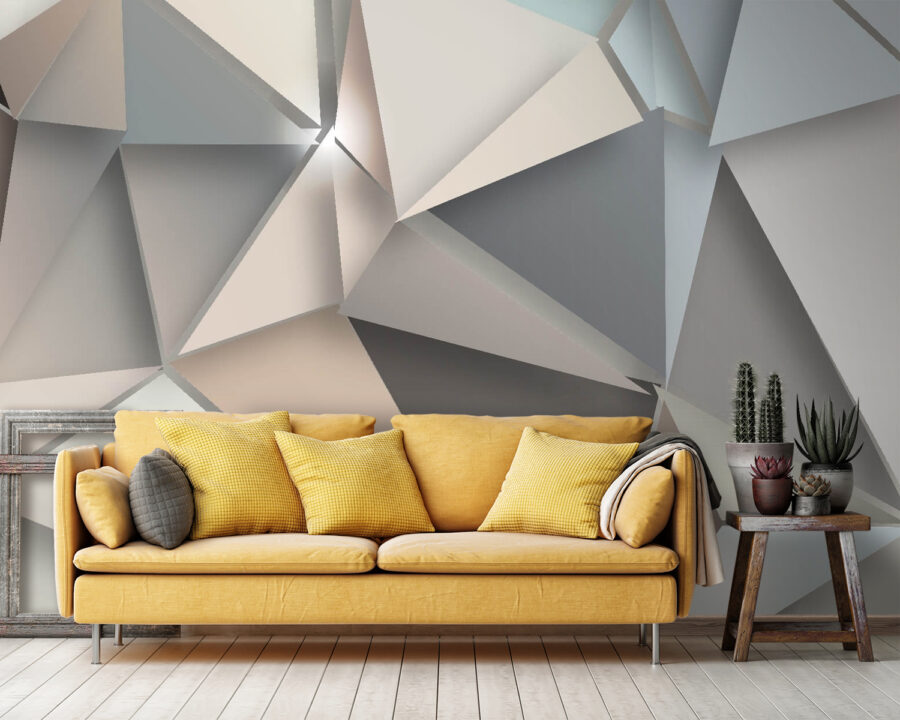 Formes géométriques abstraites dans des couleurs douces.