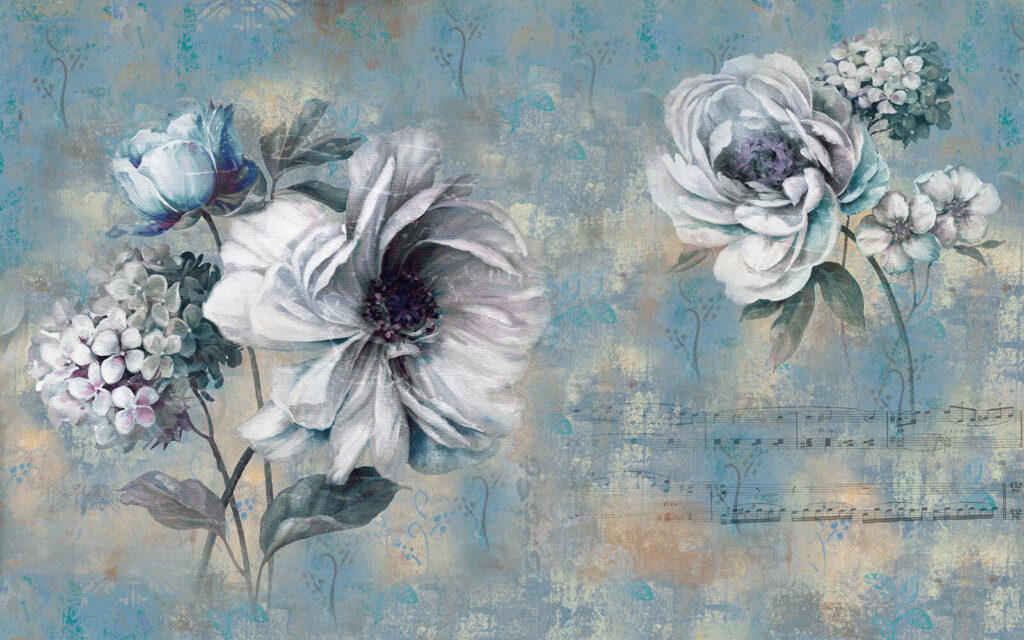 Peinture de fleurs et de notes Peinture de fleurs et de notes