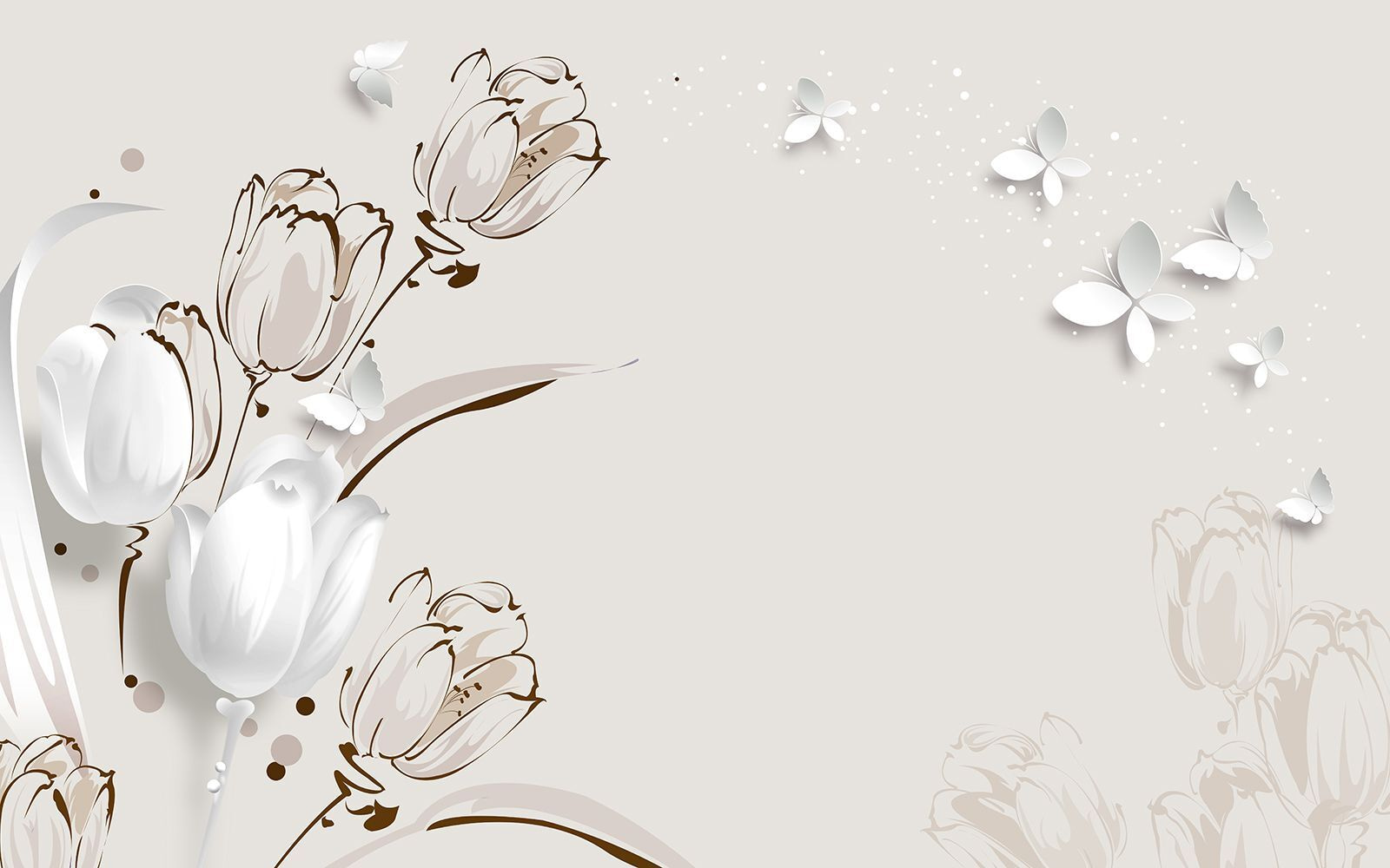 Tulipes blanches et papillons u42642p - Tulipes blanches et papillons - tegory