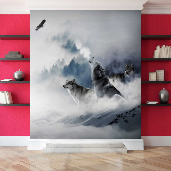 Loup hurlant dans la neige Loup hurlant dans la neige