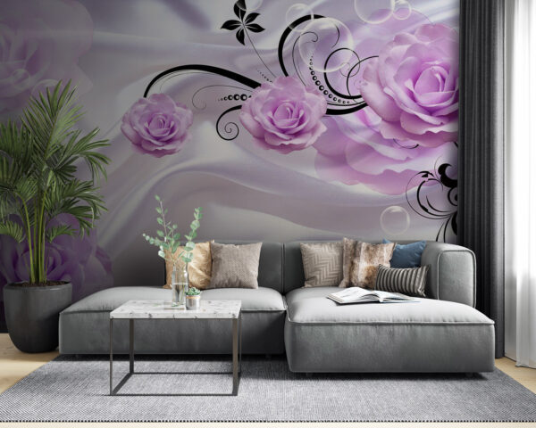 Fleurs violettes sur un tissu blanc Fleurs violettes sur un tissu blanc
