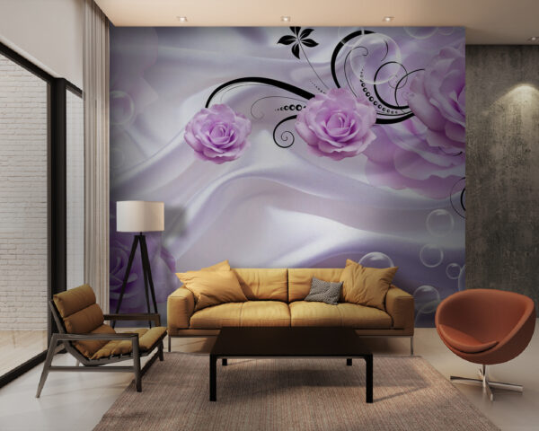 Fleurs violettes sur un tissu blanc Fleurs violettes sur un tissu blanc