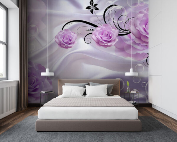 Fleurs violettes sur un tissu blanc Fleurs violettes sur un tissu blanc