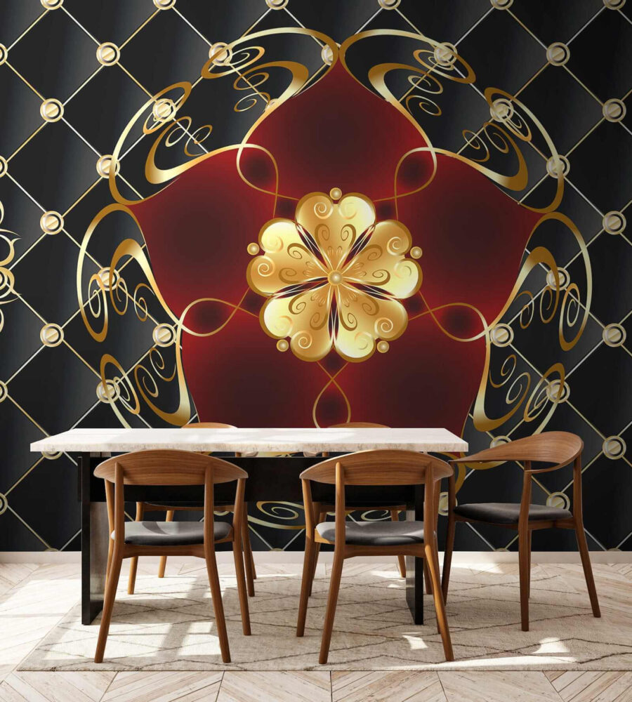 Motif floral élégant sur fond noir