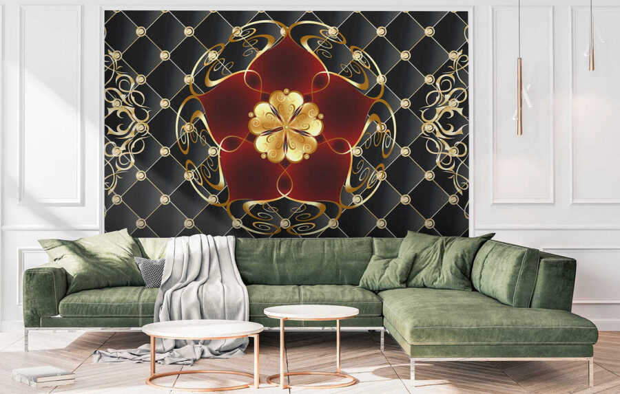 Motif floral élégant sur fond noir