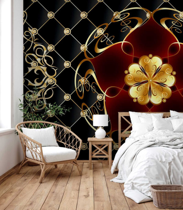 Motif floral élégant sur fond noir Motif floral élégant sur fond noir