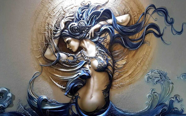 Peinture d'une femme aux cheveux longs Peinture d'une femme aux cheveux longs