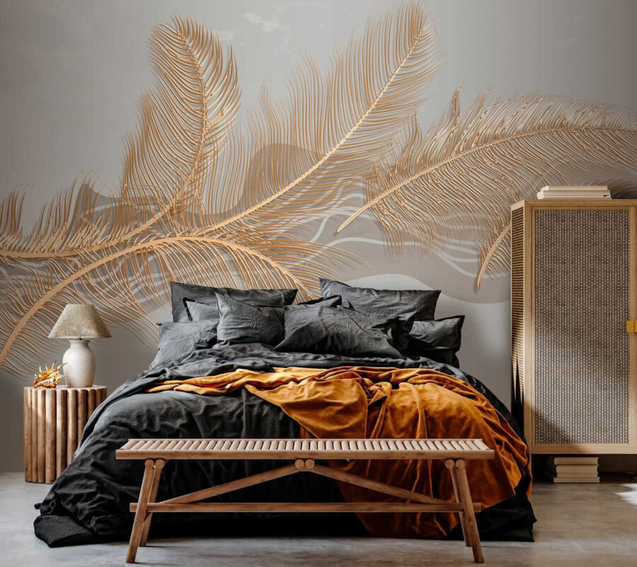 Illustration de plumes métalliques élégantes.
