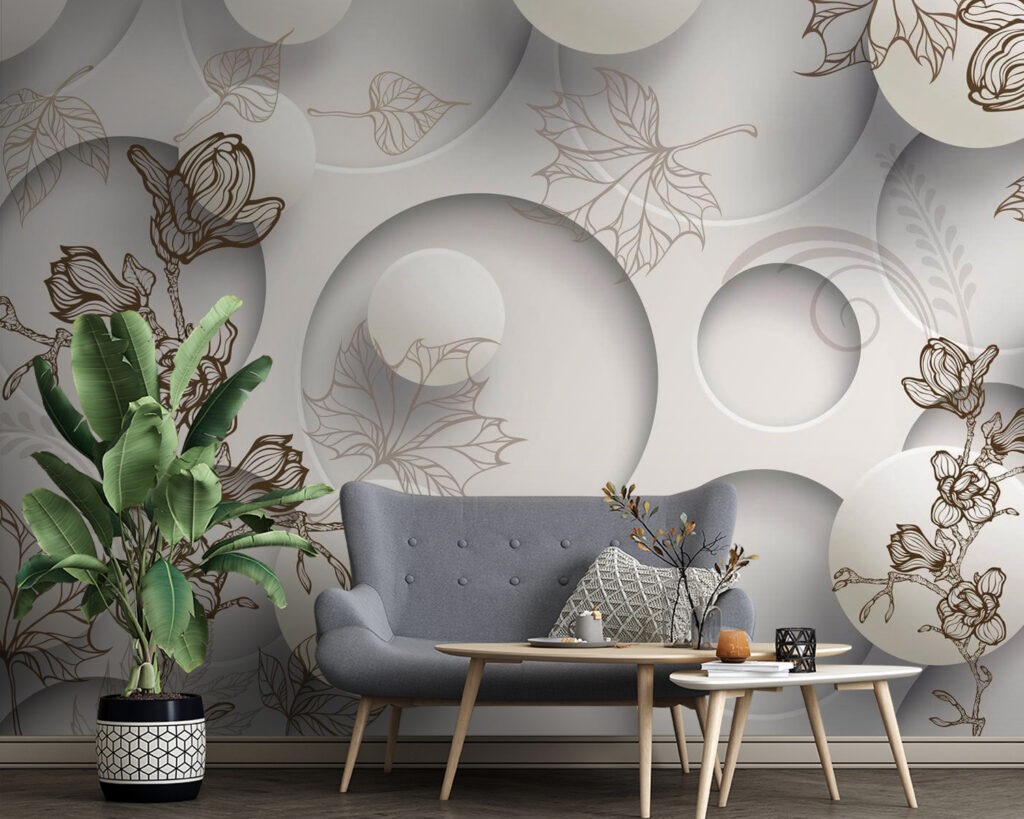 u40267pig4 1024x819 - Papier peint avec des cercles et des fleurs - tegory