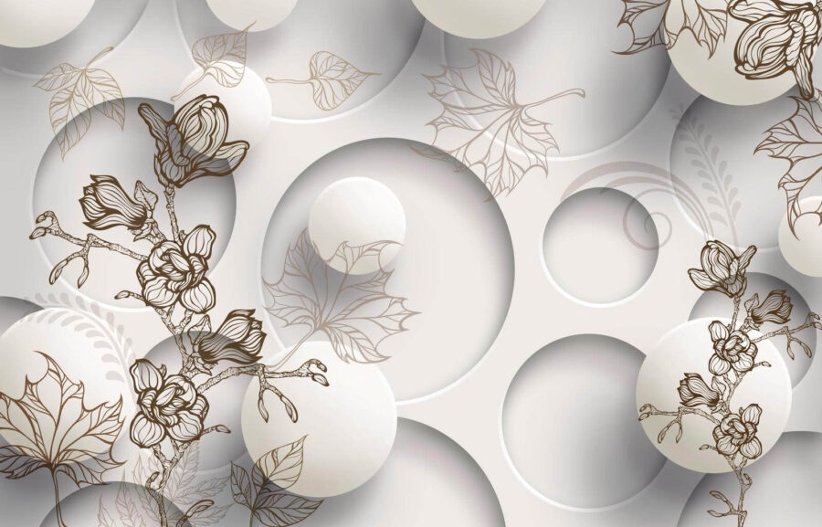 Papier peint Papier peint avec des cercles et des fleurs – Image 4