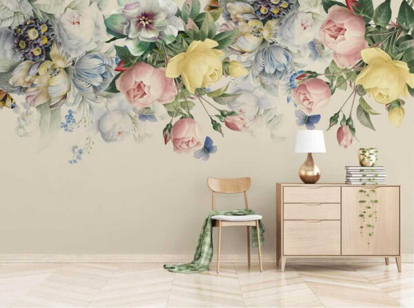 Groupe de fleurs avec papillons Groupe de fleurs avec papillons
