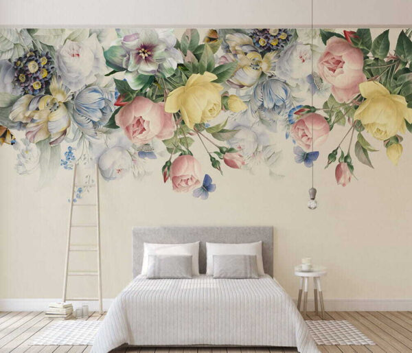 Groupe de fleurs avec papillons Groupe de fleurs avec papillons