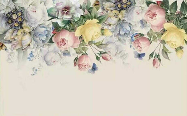 Groupe de fleurs avec papillons Groupe de fleurs avec papillons