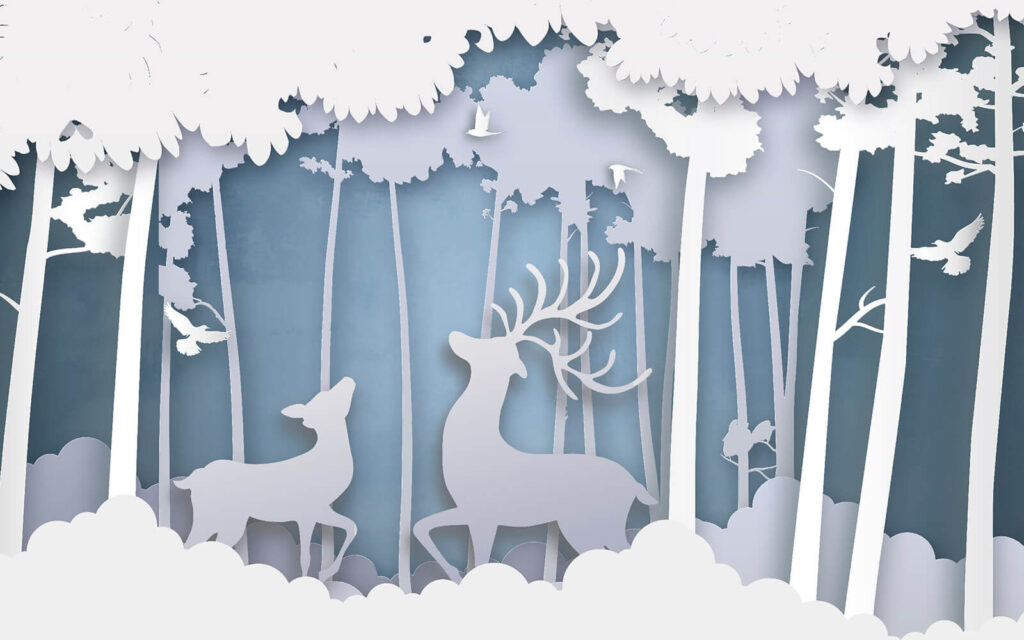 Découpage en papier d'un cerf dans une forêt u39052p 1024x640 - Découpage en papier d'un cerf dans une forêt - tegory