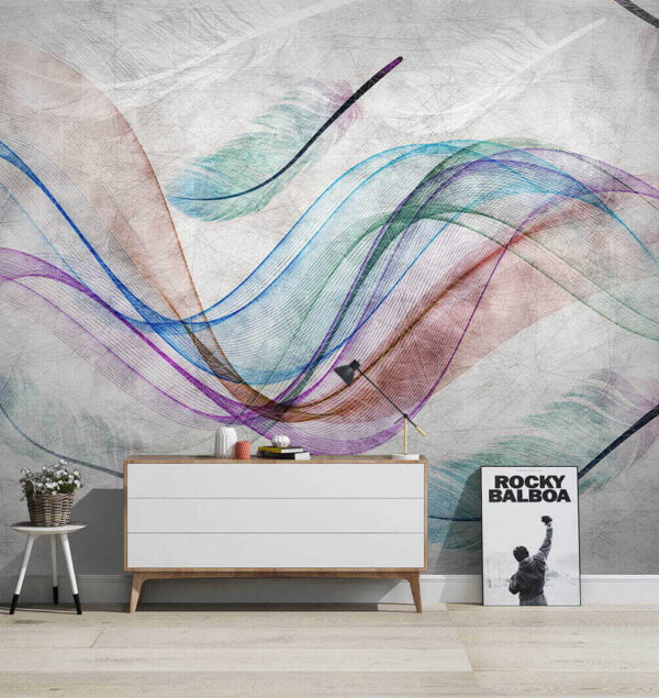 Plumes colorées sur une surface blanche Plumes colorées sur une surface blanche