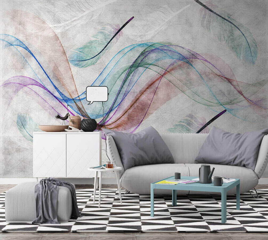 Plumes colorées sur une surface blanche Plumes colorées sur une surface blanche