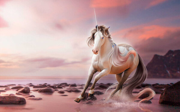 Licorne courant sur l'eau Licorne courant sur l'eau