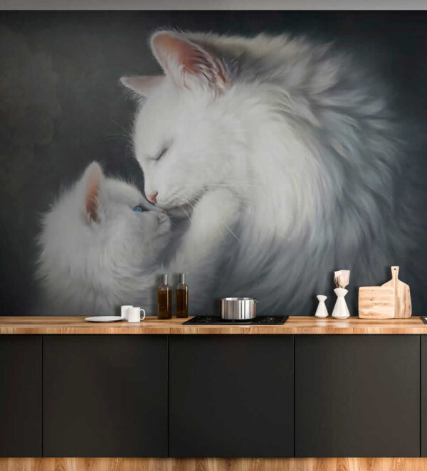 Chat et chaton s'embrassant Chat et chaton s'embrassant