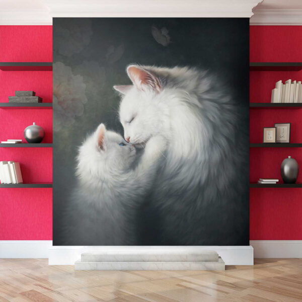 Chat et chaton s'embrassant Chat et chaton s'embrassant