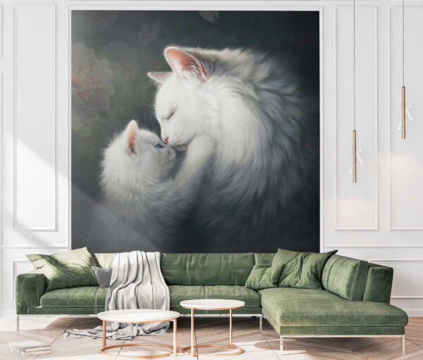 Chat et chaton s'embrassant Chat et chaton s'embrassant