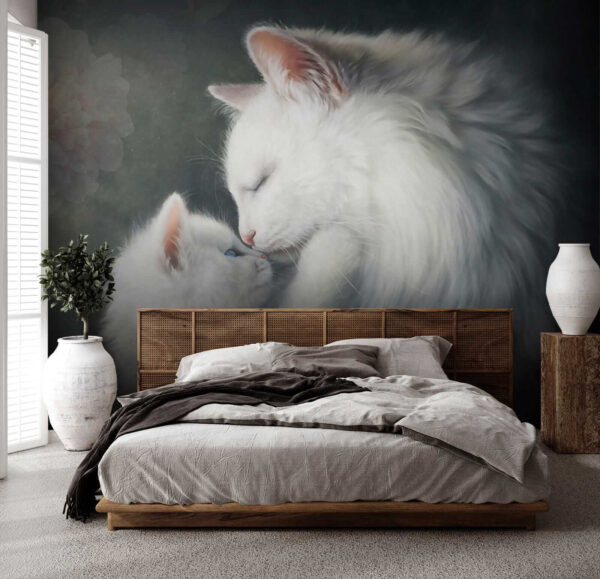 Chat et chaton s'embrassant Chat et chaton s'embrassant