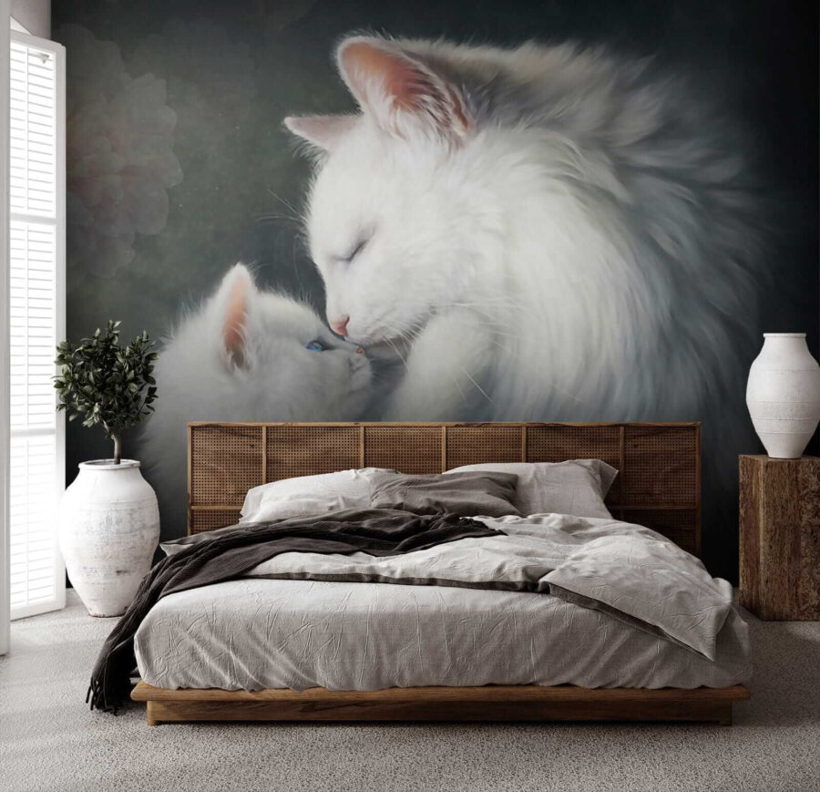 Chat et chaton s'embrassant Chat et chaton s'embrassant