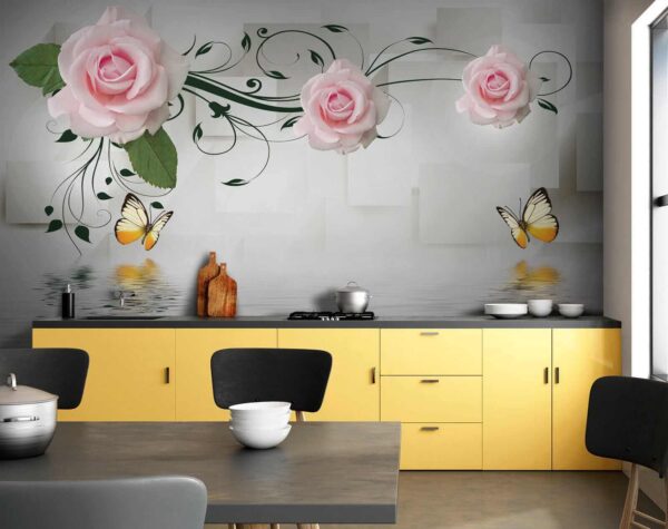 Papillon et roses sur l'eau Papillon et roses sur l'eau