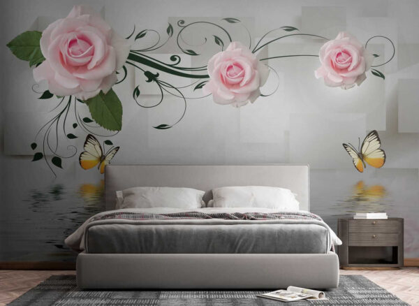 Papillon et roses sur l'eau Papillon et roses sur l'eau