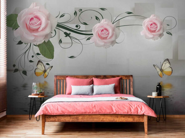 Papillon et roses sur l'eau Papillon et roses sur l'eau