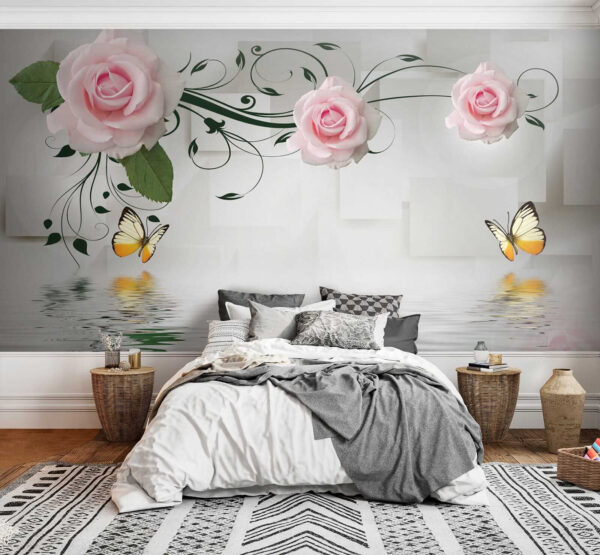 Papillon et roses sur l'eau Papillon et roses sur l'eau
